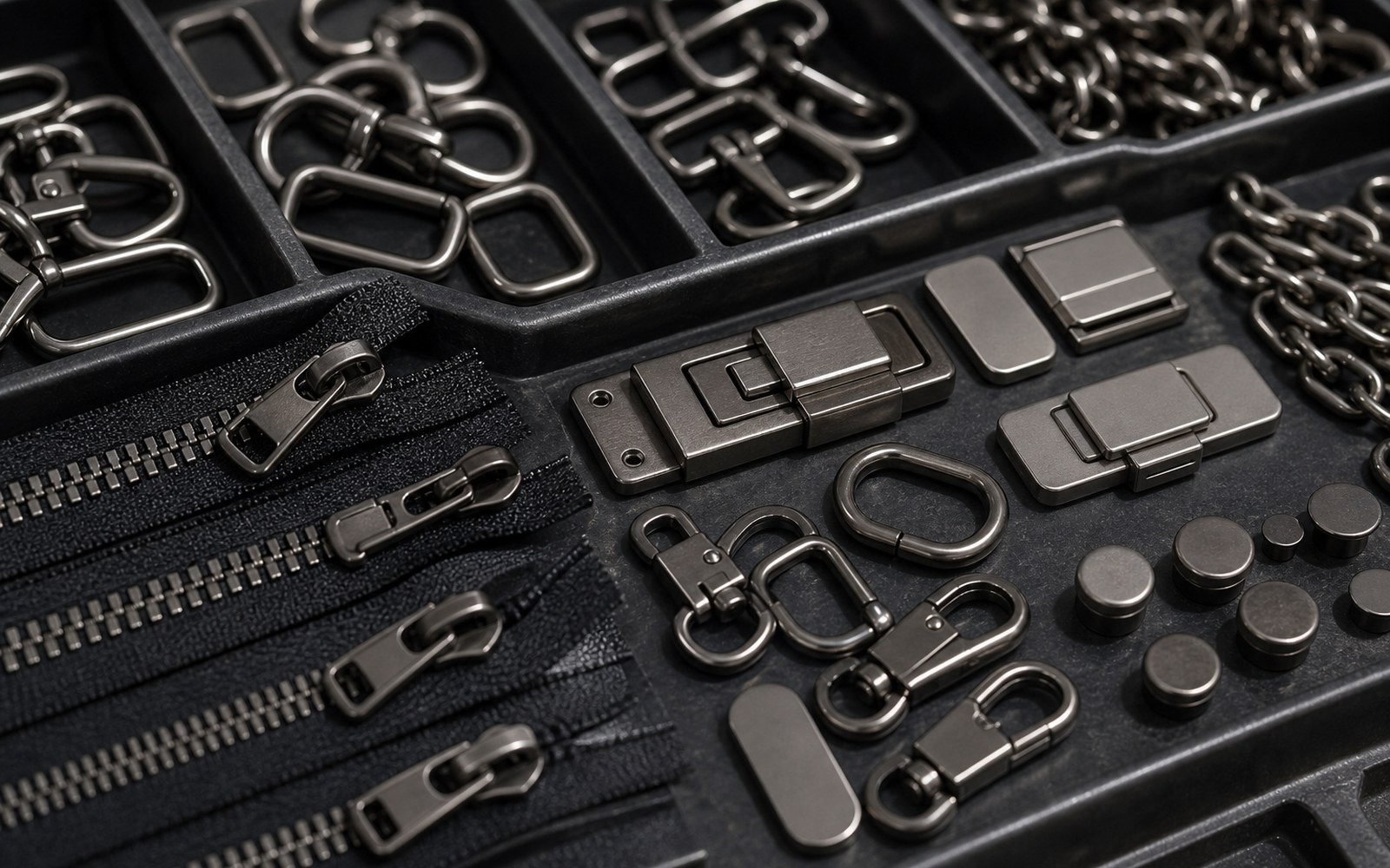 Sophisticated brushed-metal minimalist lock buckle on a leather bag