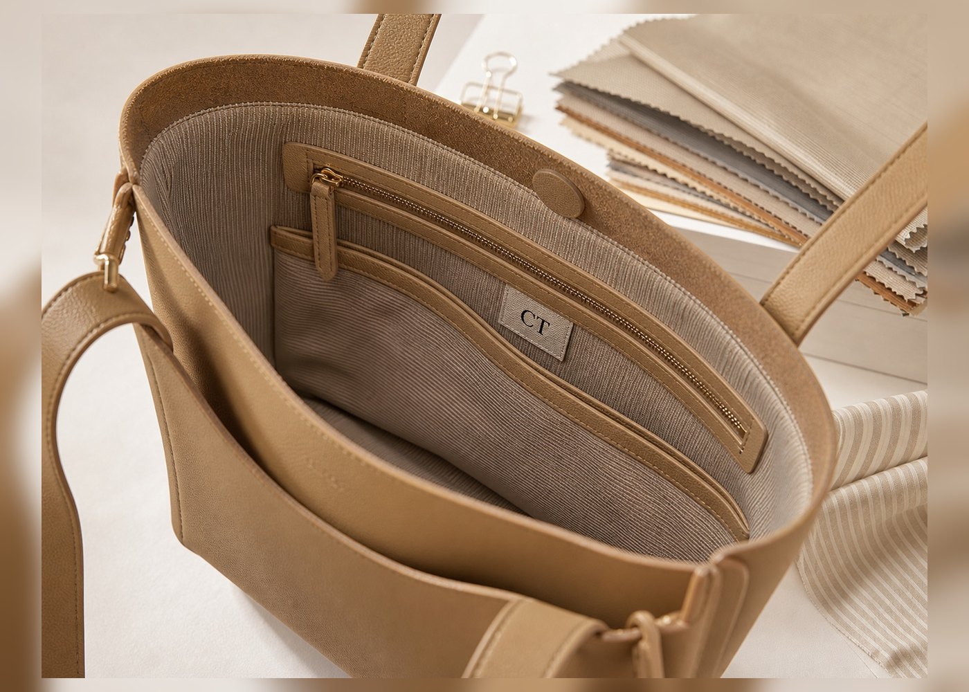 Lining custom handbag material example